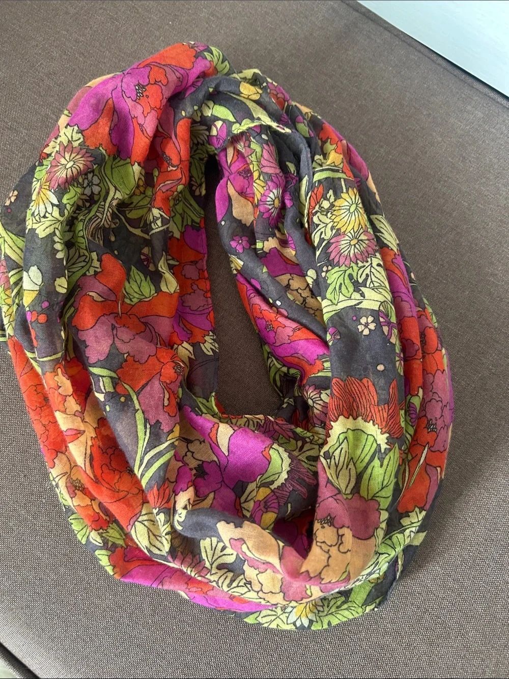 Sakroots Floral Loop infinity Scarf in Pink, Orange, Green, Purple